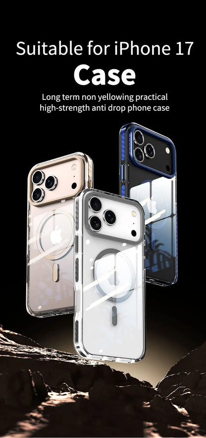 Luxury PE Striped Border HD Phone Case for iPhone 17 Air 16 15 14 Plus 13 12 Pro Max for Magsafe Magnetic Wireless Charge Cover