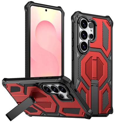 Armor Case For Samsung Galaxy S26 S25 S24 Ultra Plus 25 FE S24FE Coque For Magsafe Wireless Charging Magnetic Metal Stand Cover