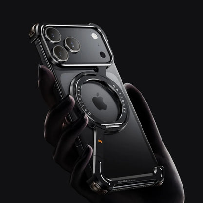 Oatsbasf Phone Case for iPhone 17 Pro/Pro Max/17/Air with 360° Rotatable Stand Metal Frameless Magsafe Protective Shockproof