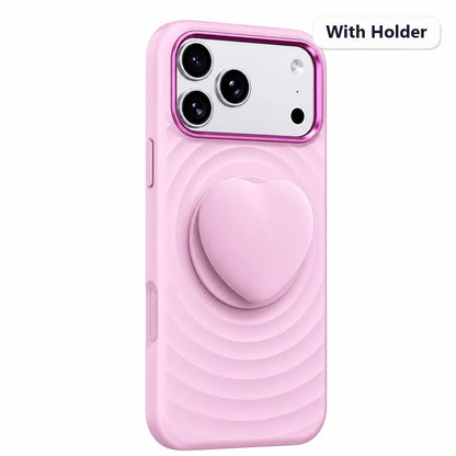 Water Ripple Silicone For Magsafe Wireless Charge Magnetic Holder Phone Case For iPhone 17 16 15 Pro Max Metal Frame Soft Cover