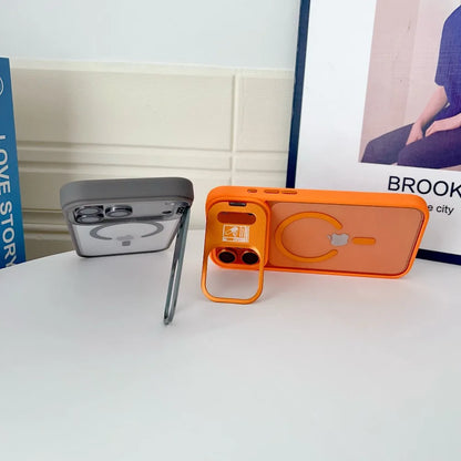 For Magsafe Holder Phone Case For iPhone 17 Air 16 15 Pro Max Plus Lens protective Large Window Transparent Magnetic Lens Cover