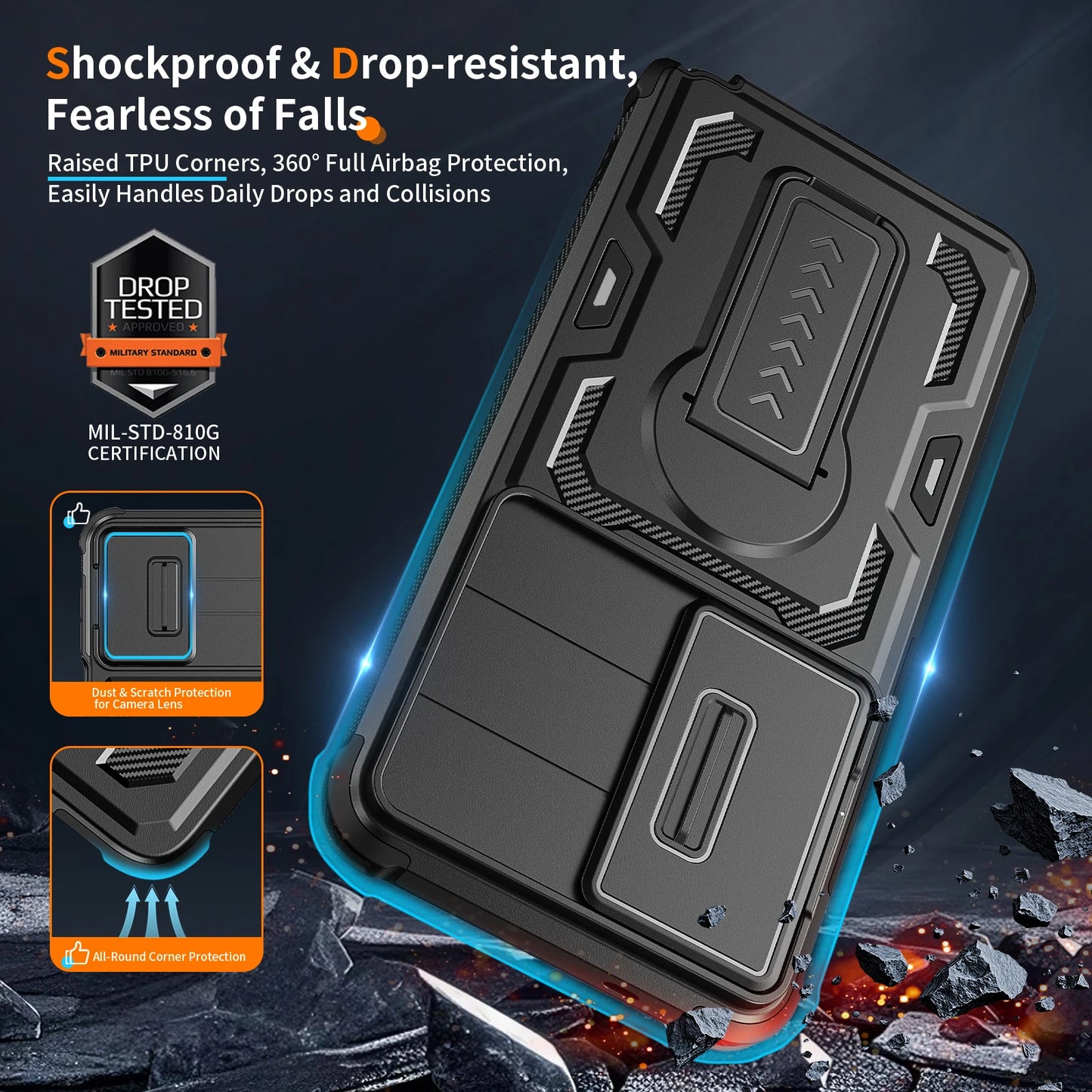 Shock Proof Case for Samsung Galaxy A57 S26 Ultra S25 S24 S 26 A17 5G A37 A16 A26 A36 A56 A 17 Camera Protection Stand Cases