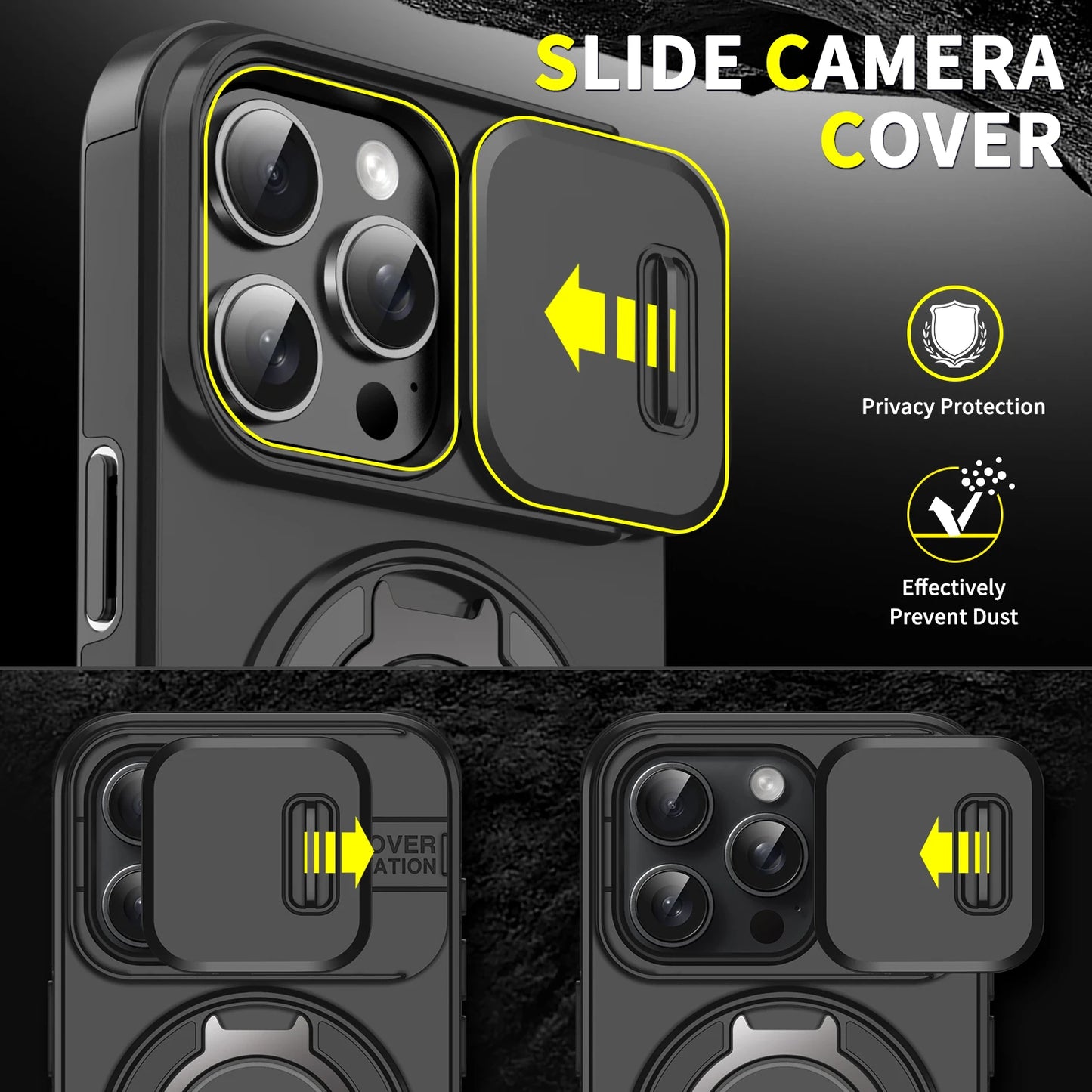 For Magsafe Magnetic Wireless Charge Armor Case For iPhone 17 16 15 14 13 12 11 Pro Max Plus Slide Camera Protection PC Cover