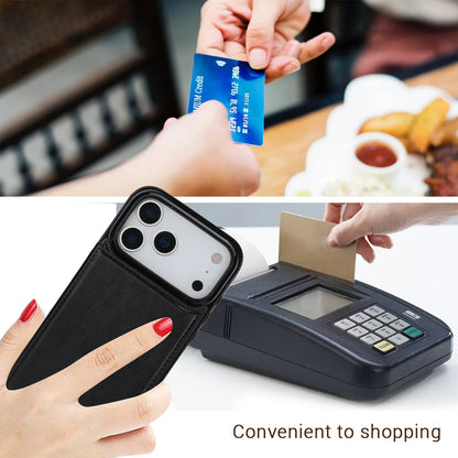 For iPhone 17 Pro Max Air Wallet Case With Card Holder,PU Faux Leather Kickstand Card Slots Case, Double Magnetic Clasp Cover