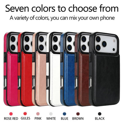 For iPhone 17 Pro Max Air Wallet Case With Card Holder,PU Faux Leather Kickstand Card Slots Case, Double Magnetic Clasp Cover