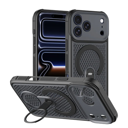 360° Rotating Ring Holder Magnetic Mesh Heat Dissipation Case for iPhone 16 15 14 13 12 11 17 Pro Max Air Plus For Magsafe Cover