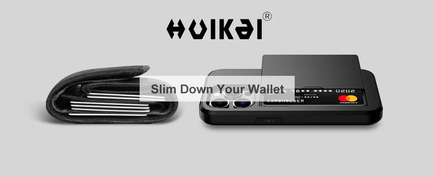 Case For iPhone 17 Pro Max 16 Pro Max 17e 15 14 13 12 11 Wallet Card Holder Slide Slot Slim Hard PC Heavy Duty Protective Covers