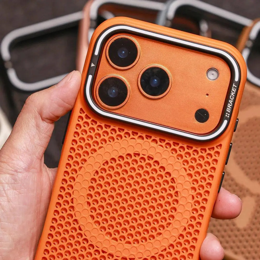 Grid Mesh Cooling Cases for Magsafe Case for iPhone 17 Pro Max 15 14 16 Plus 12 11 13 Pro Air Alloy Lens Bracket Cover