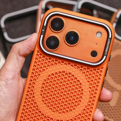 Grid Mesh Cooling Cases for Magsafe Case for iPhone 17 Pro Max 15 14 16 Plus 12 11 13 Pro Air Alloy Lens Bracket Cover