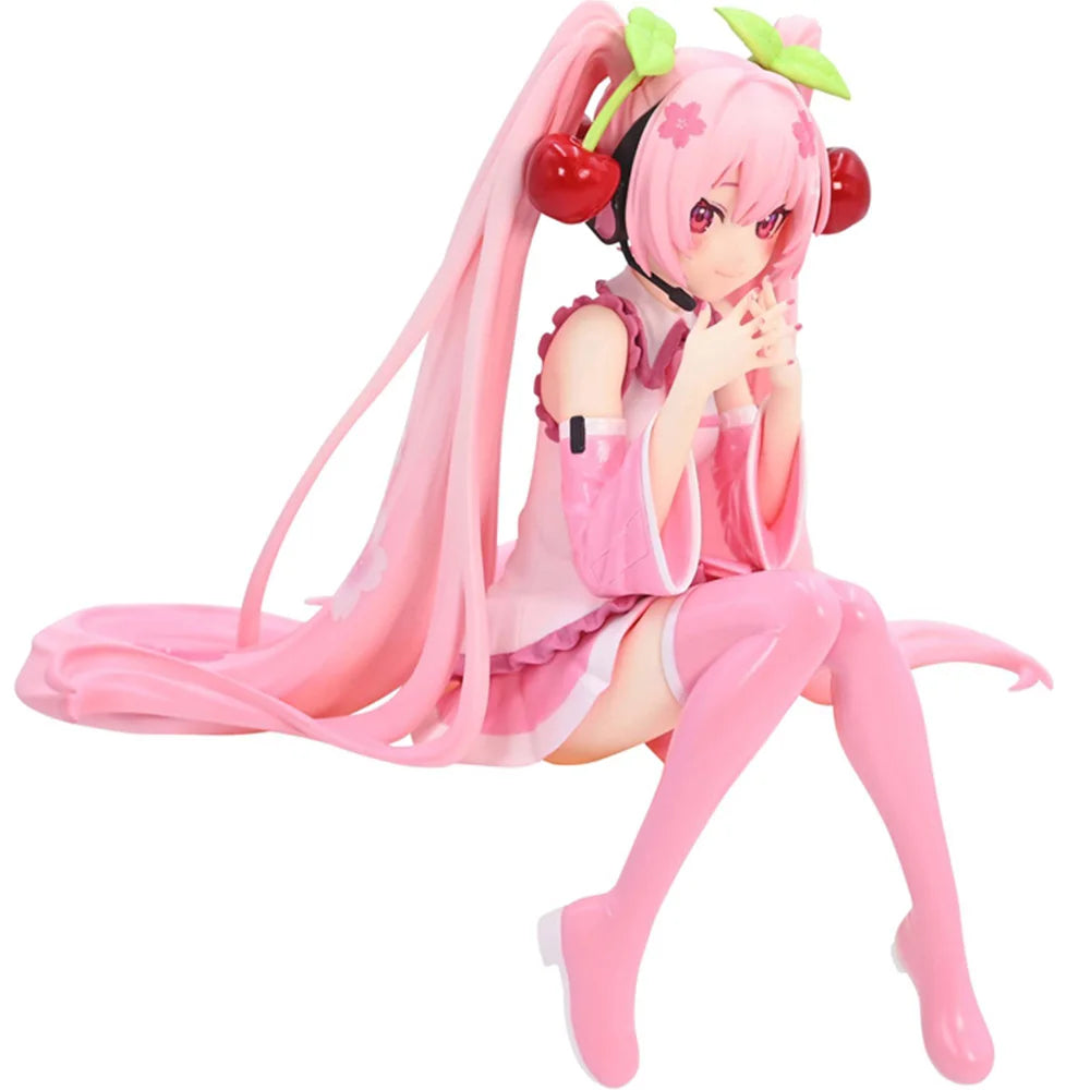 Hatsune Miku Anime Figure Pink Dress Model Action Figures Toys Cherry Pink PVC Cherry Blossom Decoration Collect Model Gifts