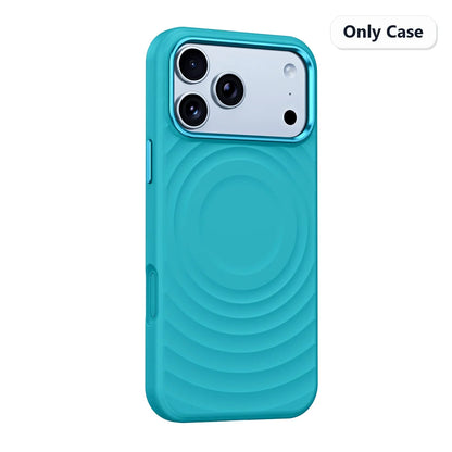 Water Ripple Silicone For Magsafe Wireless Charge Magnetic Holder Phone Case For iPhone 17 16 15 Pro Max Metal Frame Soft Cover