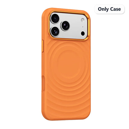 Water Ripple Silicone For Magsafe Wireless Charge Magnetic Holder Phone Case For iPhone 17 16 15 Pro Max Metal Frame Soft Cover