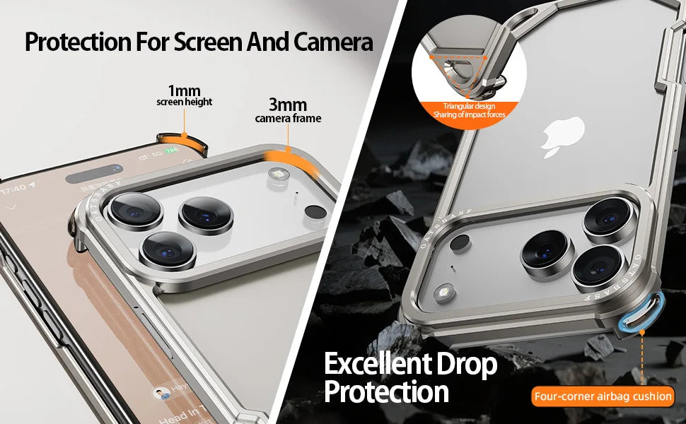 Eary Frameless Case for iPhone 17 Pro Max Air for Magsafe Metal Shockproof Protective Phone Cover Aluminum Alloy Anti-Drop Shell