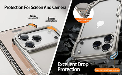 Eary Frameless Case for iPhone 17 Pro Max Air for Magsafe Metal Shockproof Protective Phone Cover Aluminum Alloy Anti-Drop Shell