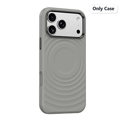 Water Ripple Silicone For Magsafe Wireless Charge Magnetic Holder Phone Case For iPhone 17 16 15 Pro Max Metal Frame Soft Cover