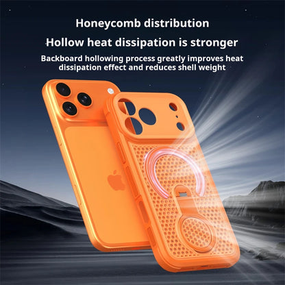 360° Rotating Ring Holder Magnetic Mesh Heat Dissipation Case for iPhone 16 15 14 13 12 11 17 Pro Max Air Plus For Magsafe Cover
