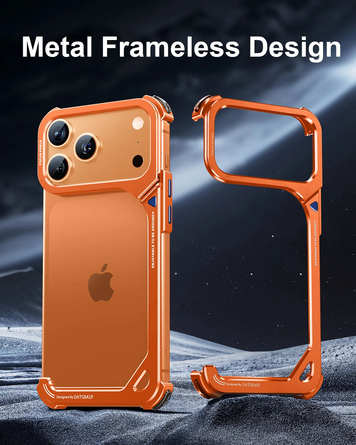 Oatsbasf 9-Shaped Phone Case for iPhone 17 Pro Max/Pro/Air with Stand Metal Frameless Magsafe Minimalist Bumper Shockproof Cover