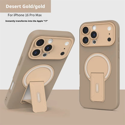 Luxury For Magsafe Magnetic Invisible Fold Bracket Matte Case For iPhone 17 16 15 14 Plus 11 12 13 Pro Max Lens Protective Cover