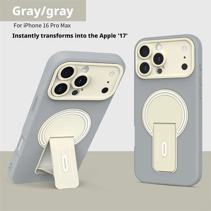 Luxury For Magsafe Magnetic Invisible Fold Bracket Matte Case For iPhone 17 16 15 14 Plus 11 12 13 Pro Max Lens Protective Cover