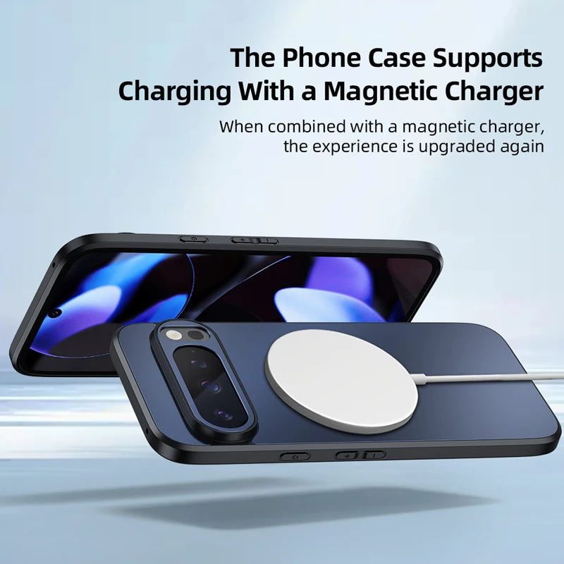 Ultrathin Metallic Paint Back For Magsafe Magnetic Phone Case For Google Pixel 10 9 8 7 A Pro XL Soft Silicone Frame Matte Cover