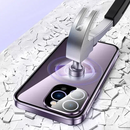 Metal Magnetic Double-Sided Buckle Glass Case For iPhone 16 15 14 13 12 Pro Max Plus 360° Full Cover Protection Shockproof Cover