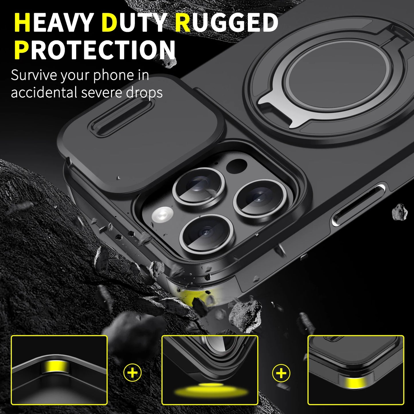 For Magsafe Magnetic Wireless Charge Armor Case For iPhone 17 16 15 14 13 12 11 Pro Max Plus Slide Camera Protection PC Cover