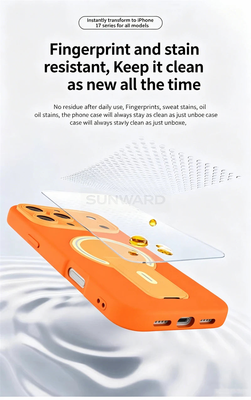 Luxury For Magsafe Magnetic Invisible Fold Bracket Matte Case For iPhone 17 16 15 14 Plus 11 12 13 Pro Max Lens Protective Cover