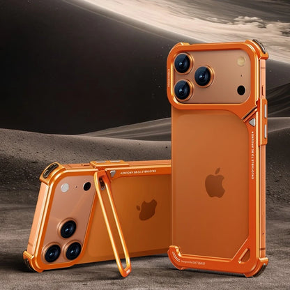 Oatsbasf 9-Shaped Phone Case for iPhone 17 Pro Max/Pro/Air with Stand Metal Frameless Magsafe Minimalist Bumper Shockproof Cover