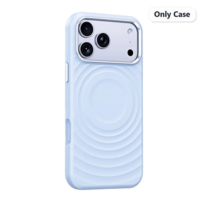 Water Ripple Silicone For Magsafe Wireless Charge Magnetic Holder Phone Case For iPhone 17 16 15 Pro Max Metal Frame Soft Cover