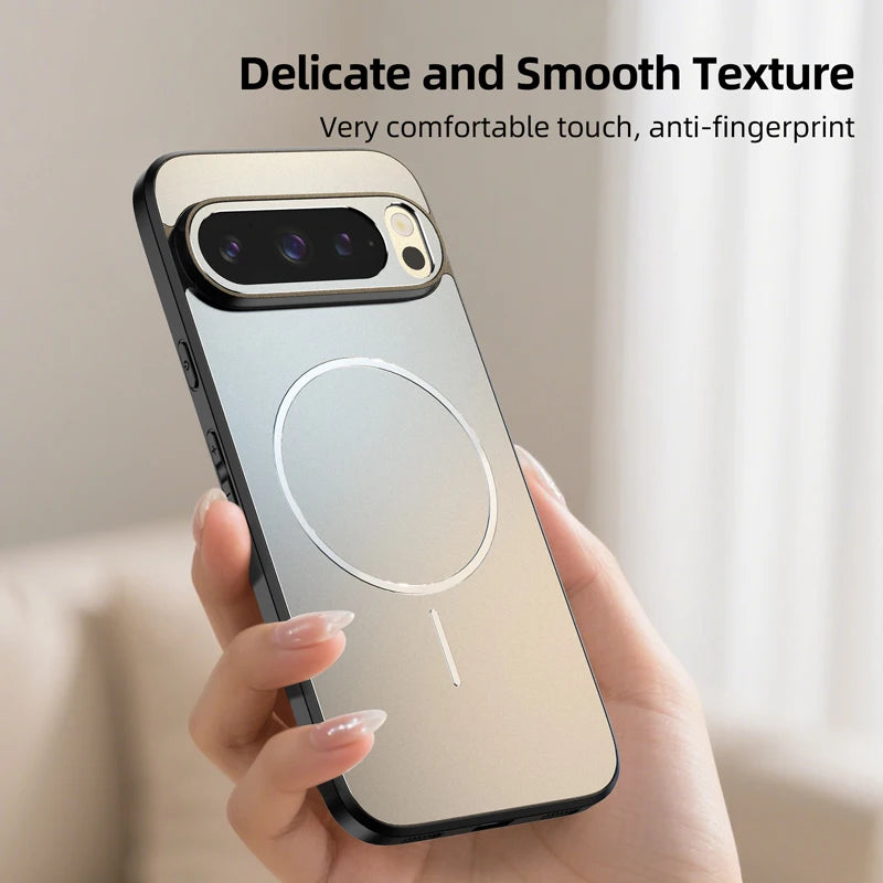 Ultrathin Metallic Paint Back For Magsafe Magnetic Phone Case For Google Pixel 10 9 8 7 A Pro XL Soft Silicone Frame Matte Cover