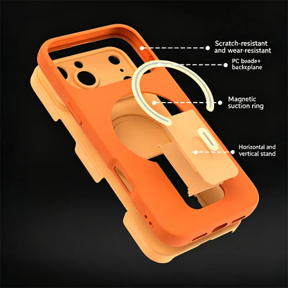Luxury For Magsafe Magnetic Invisible Fold Bracket Matte Case For iPhone 17 16 15 14 Plus 11 12 13 Pro Max Lens Protective Cover