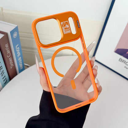 For Magsafe Holder Phone Case For iPhone 17 Air 16 15 Pro Max Plus Lens protective Large Window Transparent Magnetic Lens Cover