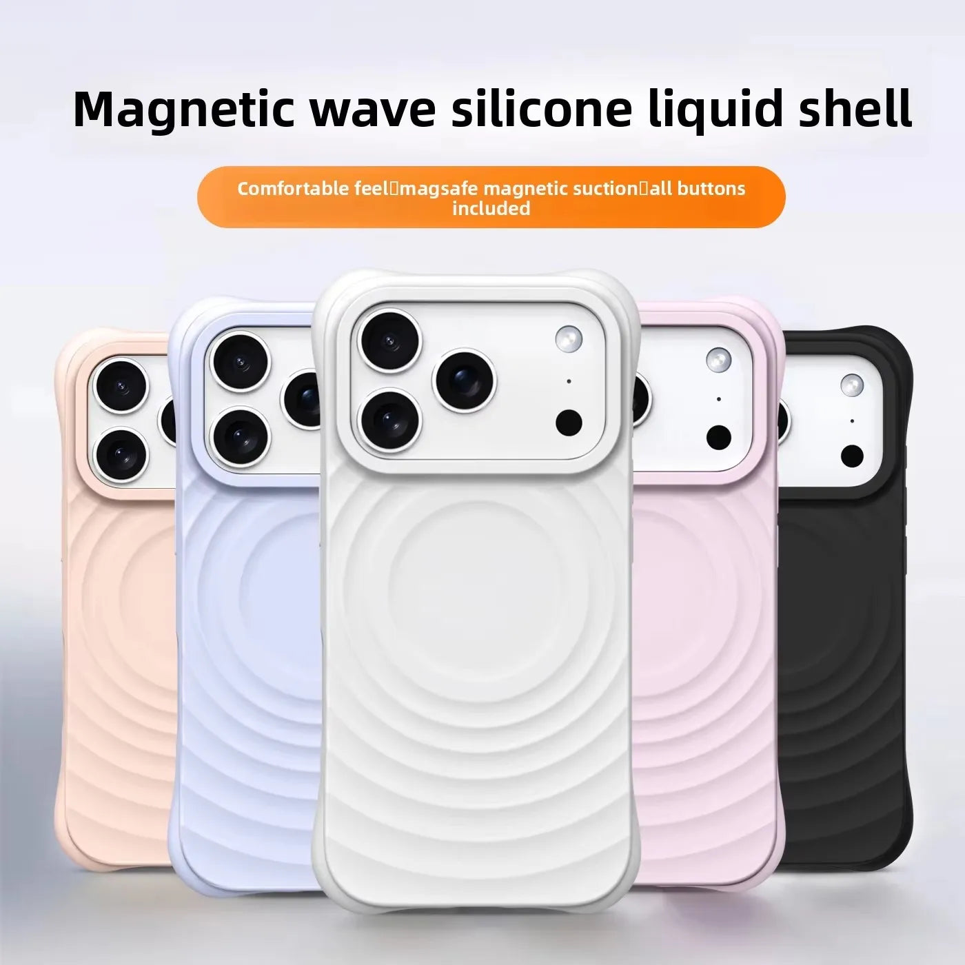 Water Ripple Silicone For Magsafe Wireless Charge Magnetic Phone Case For iPhone 17 16 15 14 Pro Max Air Soft Shockproof Cover