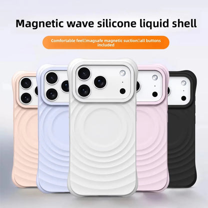 Water Ripple Silicone For Magsafe Wireless Charge Magnetic Phone Case For iPhone 17 16 15 14 Pro Max Air Soft Shockproof Cover