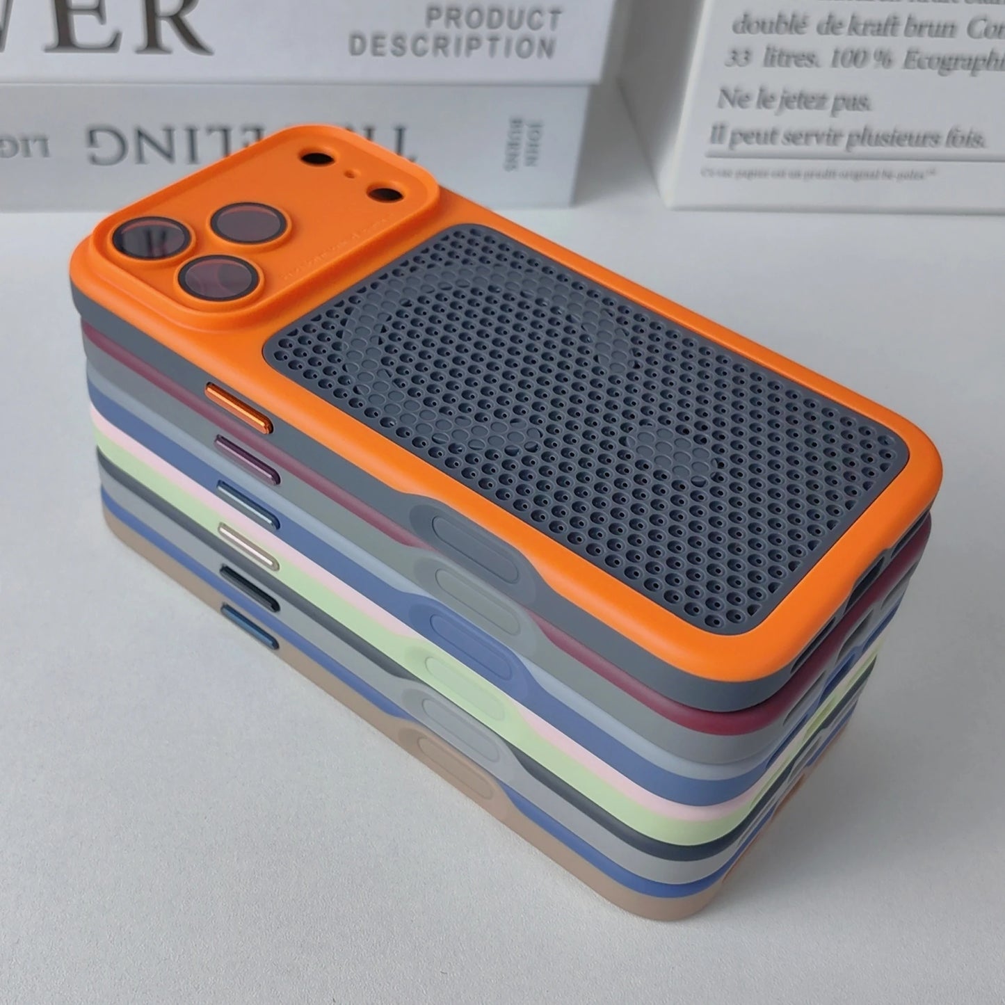 Luxury Armor Shockproof Heat Dissipation Mesh Phone Case For iPhone 17 16 15 14 Plus 13 12 Pro Max Lens Protect Matte Hard Cover
