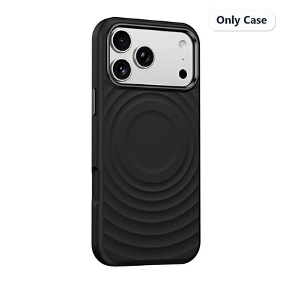 Water Ripple Silicone For Magsafe Wireless Charge Magnetic Holder Phone Case For iPhone 17 16 15 Pro Max Metal Frame Soft Cover