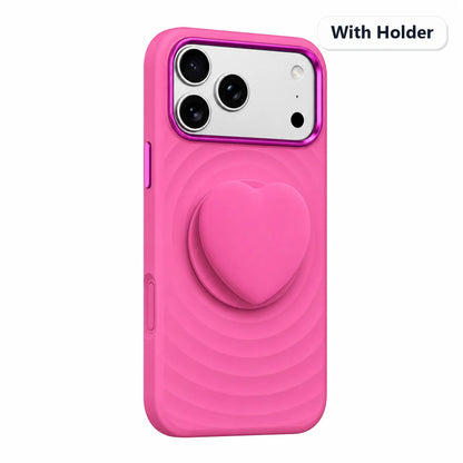 Water Ripple Silicone For Magsafe Wireless Charge Magnetic Holder Phone Case For iPhone 17 16 15 Pro Max Metal Frame Soft Cover