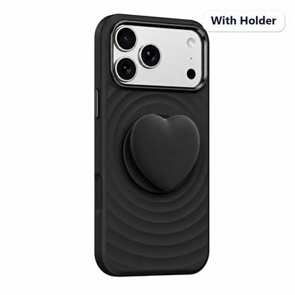 Water Ripple Silicone For Magsafe Wireless Charge Magnetic Holder Phone Case For iPhone 17 16 15 Pro Max Metal Frame Soft Cover