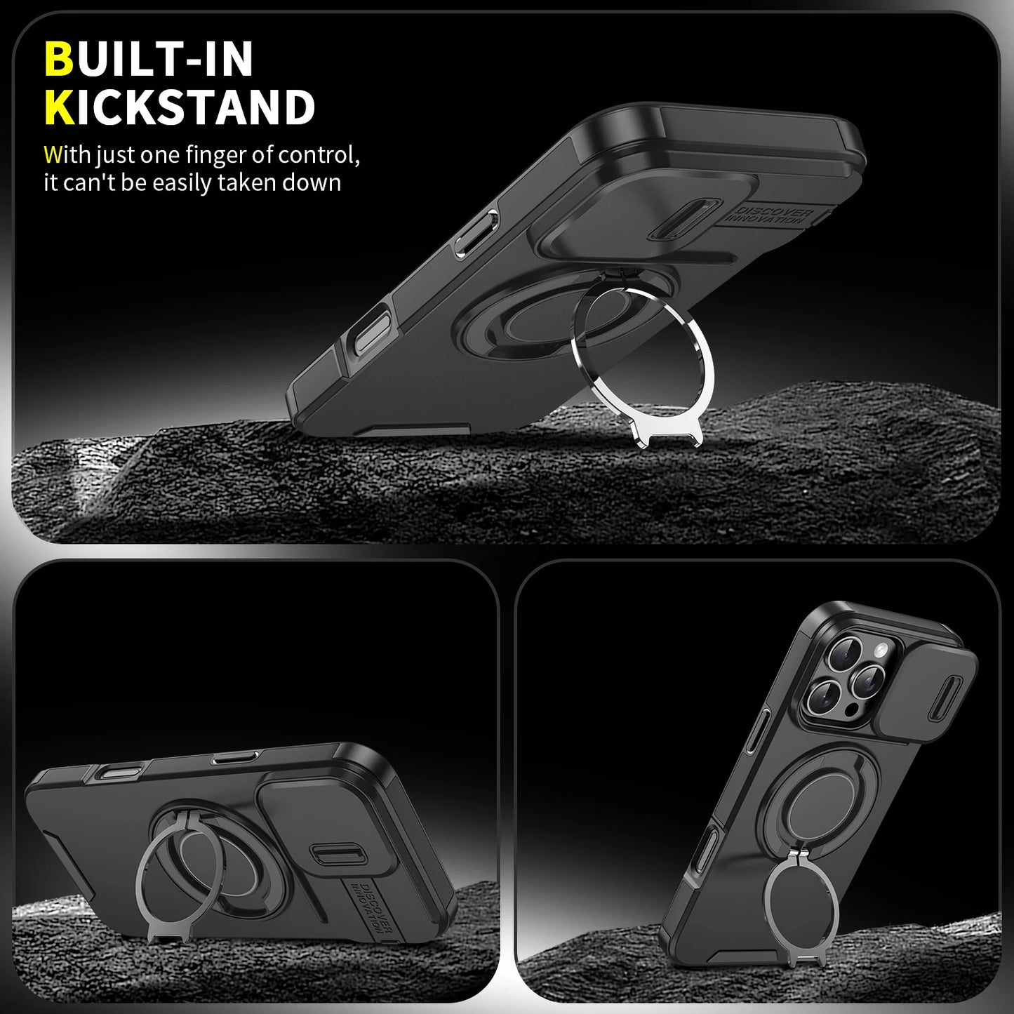 For Magsafe Magnetic Wireless Charge Armor Case For iPhone 17 16 15 14 13 12 11 Pro Max Plus Slide Camera Protection PC Cover