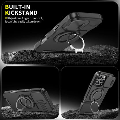 For Magsafe Magnetic Wireless Charge Armor Case For iPhone 17 16 15 14 13 12 11 Pro Max Plus Slide Camera Protection PC Cover