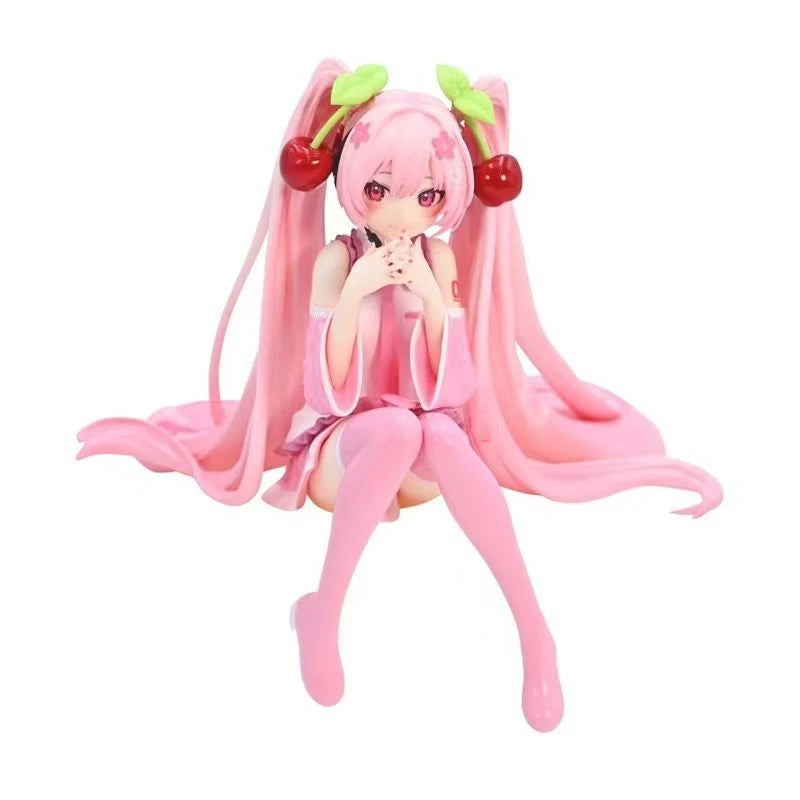 Hatsune Miku Anime Figure Pink Dress Model Action Figures Toys Cherry Pink PVC Cherry Blossom Decoration Collect Model Gifts