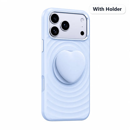 Water Ripple Silicone For Magsafe Wireless Charge Magnetic Holder Phone Case For iPhone 17 16 15 Pro Max Metal Frame Soft Cover