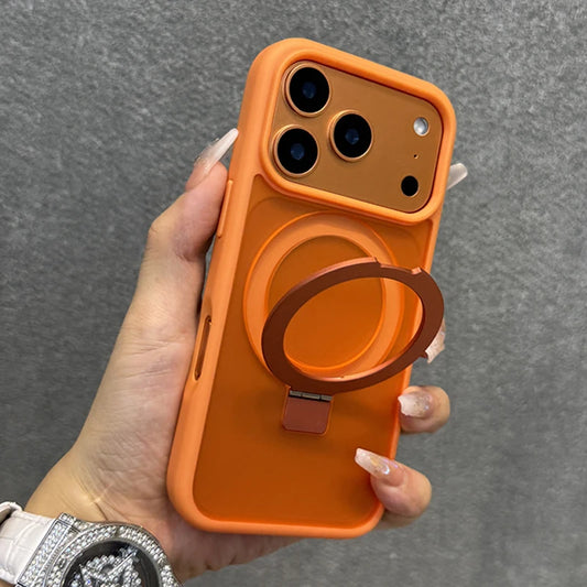 For Magsafe Metal Car Holder Ring Phone Case For iPhone 17 Pro Max 17 16 15 Pro 14 13 12 11 Air Magnetic Bumper Back Cases Cover