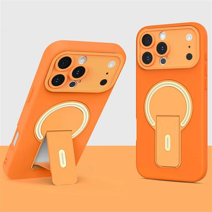 Luxury For Magsafe Magnetic Invisible Fold Bracket Matte Case For iPhone 17 16 15 14 Plus 11 12 13 Pro Max Lens Protective Cover