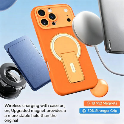 Luxury For Magsafe Magnetic Invisible Fold Bracket Matte Case For iPhone 17 16 15 14 Plus 11 12 13 Pro Max Lens Protective Cover