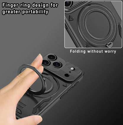 For Magsafe Magnetic Wireless Charging 360°Rotating Metal Stand Armored Phone Case For iPhone 16 15 11 12 13 14 17 Pro Max Cover