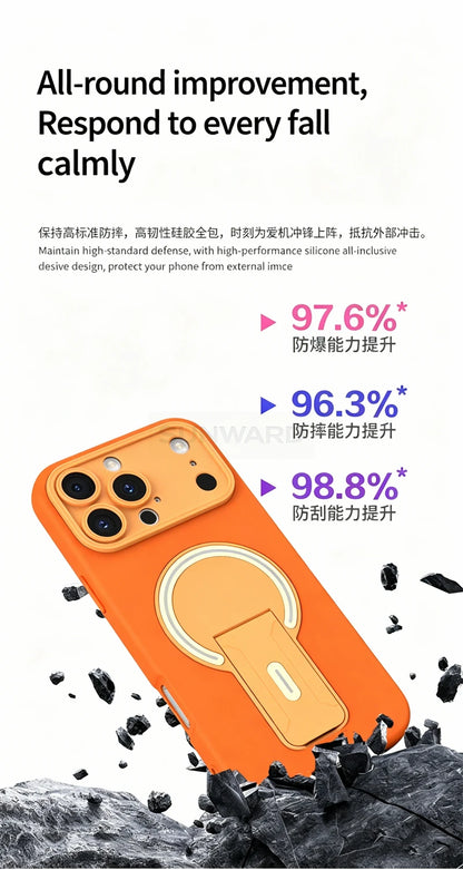 Luxury For Magsafe Magnetic Invisible Fold Bracket Matte Case For iPhone 17 16 15 14 Plus 11 12 13 Pro Max Lens Protective Cover