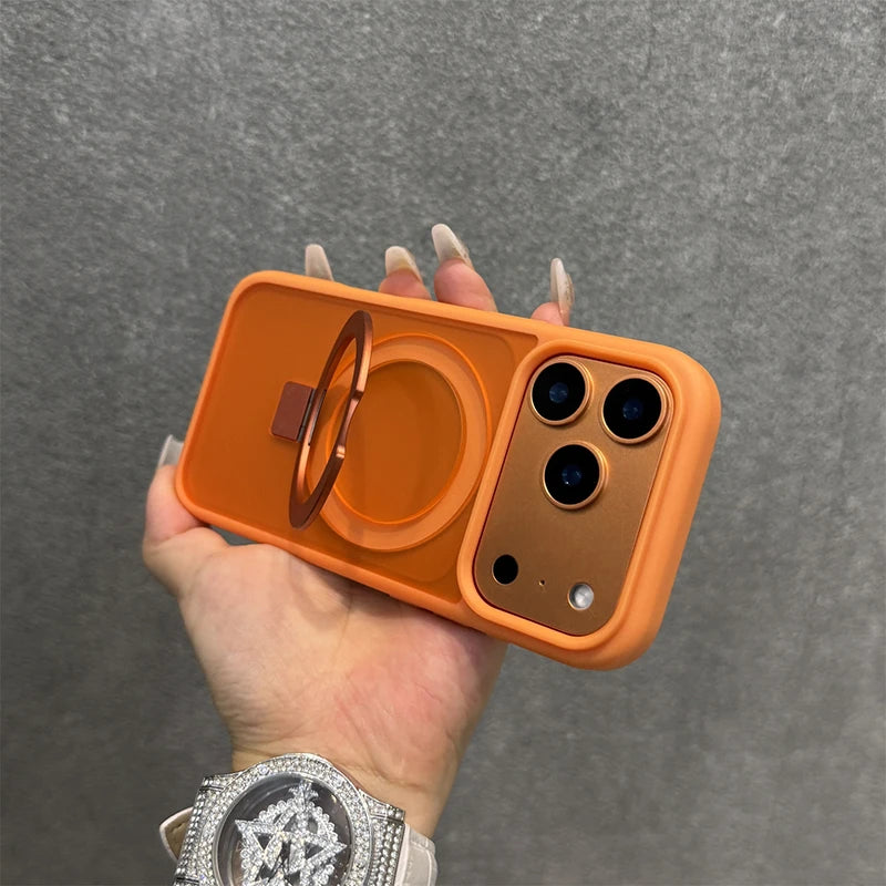 For Magsafe Metal Car Holder Ring Phone Case For iPhone 17 Pro Max 17 16 15 Pro 14 13 12 11 Air Magnetic Bumper Back Cases Cover
