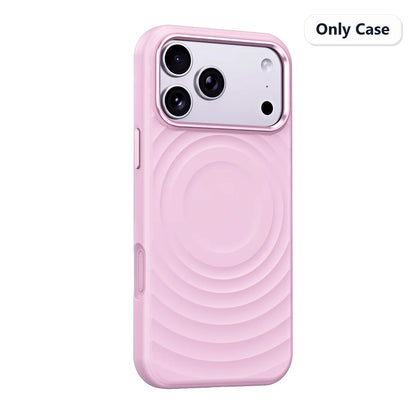 Water Ripple Silicone For Magsafe Wireless Charge Magnetic Holder Phone Case For iPhone 17 16 15 Pro Max Metal Frame Soft Cover