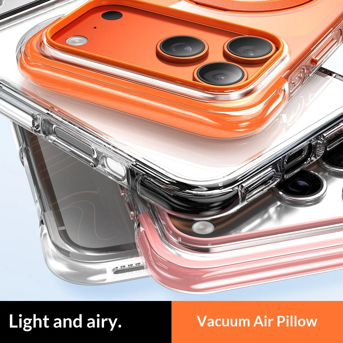 Real Airbag Anti-knock for Magsafe Case for iPhone 17 15 16 Pro Max 17Pro Transparent Back Metal Rotating Bracket Stand Cover